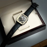 Fossil Inscription Automatic Skeleton Rose Gold Dial Black Leather Strap Watch for Men - BQ2572 Authentic Buy Shop Now