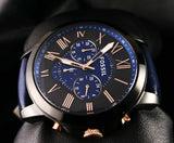 Fossil Grant Chronograph Black Dial Blue Leather Strap Watch for Men - FS5061 Authentic Buy Shop Now