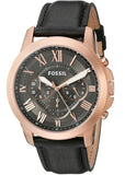 Fossil Grant Chronograph Grey Dial Black Leather Strap Watch for Men - FS5085 Authentic Buy Shop Now