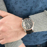 Fossil Twist Multi-Function Chronograph Black Dial Black Leather Strap Watch for Men - ME1099 Authentic Buy Shop Now