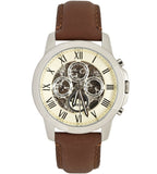 Fossil Grant Automatic White Dial Brown Leather Strap Watch for Men - ME3027 Authentic Buy Shop Now