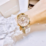 Michael Kors Ritz Chronograph Rose Dial Two Tone Steel Strap Watch for Women - MK6475 Authentic Buy Shop Now
