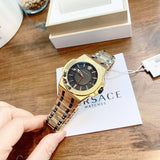 Versace Chain Reaction Quartz Black Dial Two Tone Steel Strap Watch for Men - VEDY00619 Authentic Buy Shop Now