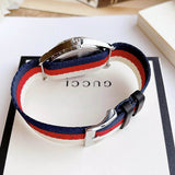Gucci G Timeless Quartz White Red Blue Dial Multicolored NATO Strap Watch For Men - YA1264059 Authentic Buy Shop Now