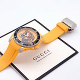 Gucci Dive Tiger Yellow Dial Yellow Rubber Strap Watch For Men - YA136317 Authentic Buy Shop Now