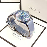 Gucci G Timeless Quartz Mother of Pearl Dial Blue Leather Strap Watch For Women - YA1264124 Authentic Buy Shop Now