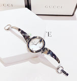 Gucci Guccissima Diamonds Mother of Pearl Dial Silver Steel Strap Watch For Women - YA134303 Authentic Buy Shop Now