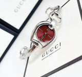 Gucci Horsebit Quartz Red Dial Silver Steel Strap Watch For Women - YA139502 Authentic Buy Shop Now