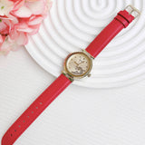 Guess Trend Dragon Gold Dial Red Leather Strap Watch For Women - GW0646L1 Authentic Buy Shop Now