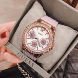 Guess Starlight Diamonds White Dial Purple Rubber Strap Watch for Women - W0846L6 Authentic Buy Shop Now
