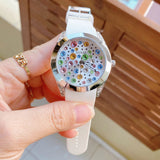 Guess Wanderlust Crystals Silver Dial White Rubber Strap Watch For Women - W1059L3 Authentic Buy Shop Now