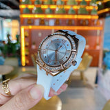 Guess Cosmo Diamonds Silver Dial White Rubber Strap Watch for Women - GW0034L2 Authentic Buy Shop Now