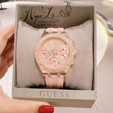 Guess Heiress Diamonds Rose Gold Dial Pink Rubber Strap Watch for Women - GW0407L3 Authentic Buy Shop Now