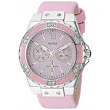 Guess Limelight Quartz Diamonds Pink Dial Pink Denim Strap Watch For Women - W0775l15 Authentic Buy Shop Now