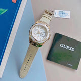 Guess Limelight Quartz Silver Dial Golden Leather Strap Watch For Women - W0775L2 Authentic Buy Shop Now