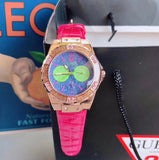 Guess Limelight Quartz Multicolor Dial Red Leather Strap Watch For Women - W0775L4 Authentic Buy Shop Now