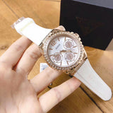 Guess Starlight Diamonds White Dial White Rubber Strap Watch for Women - W0846L5 Authentic Buy Shop Now