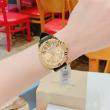 Guess Frontier Diamonds Gold Dial Black Rubber Strap Watch For Women - W1160L1 Authentic Buy Shop Now