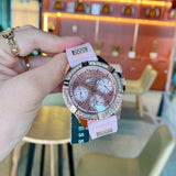 Guess Frontier Diamonds Rose Gold Dial Pink Rubber Strap Watch For Women - W1160L5 Authentic Buy Shop Now