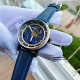 Fossil Boyfriend Skeleton Blue Dial Blue Leather Strap Watch for Women - ME3136 Authentic Buy Shop Now