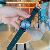 Guess Crush Crystals Silver Dial Black Rubber Strap Watch for Women - W1223L4 Authentic Buy Shop Now