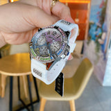 Guess Frontier Diamonds Silver Dial White Rubber Strap Watch for Women - GW0045L1 Authentic Buy Shop Now