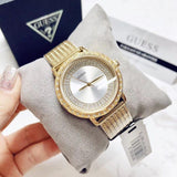 Guess Willow Two Tine Dial Gold Mesh Bracelet Watch For Women - W0836L3 Authentic Buy Shop Now