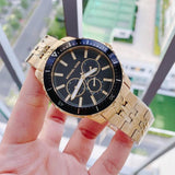 Michael Kors Cunningham Multifunction Black Dial Gold Steel Strap Watch For Men - MK7154 Authentic Buy Shop Now