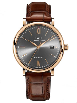 IWC Portofino Automatic Grey Dial Brown Leather Strap Watch for Men - IW356511 Authentic Buy Shop Now