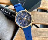 Guess Sunrise Blue Dial with Diamonds Blue Rubber Strap Watch For Women - W0616L2 Authentic Buy Shop Now