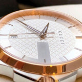 Gucci G Timeless Silver Dial Two Tone Steel Strap Watch For Men - YA126447 Authentic Buy Shop Now