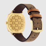 Gucci Grip Disney Mickey Mouse Gold Dial Brown Leather Strap Watch For Women - YA157420 Authentic Buy Shop Now