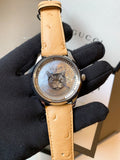 Gucci G Timeless Automatic Mother of Pearl Dial Brown Leather Strap Watch For Women - YA1264112 Authentic Buy Shop Now