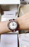 Versace Olympo Crystal Gleam White Dial Purple Leather Strap Watch for Women - VAN010016 Authentic Buy Shop Now