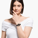 Swarovski Crystalline Aura Black Dial Black Leather Strap Watch for Women - 5558634 Authentic Buy Shop Now