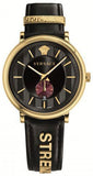 Versace V-Circle Manifesto Edition Black Dial Black Leather Strap Watch for Men - VBQ050017 Authentic Buy Shop Now