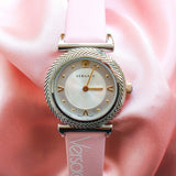 Versace V-Motif Silver Dial Pink Leather Strap Watch for Women - VERE00118 Authentic Buy Shop Now