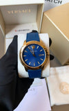 Versace V-Urban Quartz Blue Dial Blue Leather Strap Watch for Men - VELQ00319 Authentic Buy Shop Now