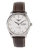 Longines Master Collection Automatic 38.5mm Silver Diamond Dial Brown Leather Strap Watch for Men - L2.755.4.77.3 Authentic Buy Shop Now