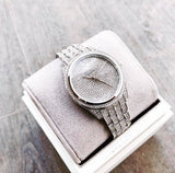 Michael Kors Lauryn Analog Crystals Silver Dial Silver Steel Strap Watch For Women - MK3717 Authentic Buy Shop Now