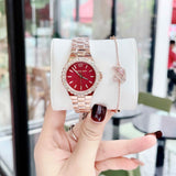 Michael Kors Lennox Analog Pink Dial Rose Gold Steel Strap Watch For Women - MK7396 Authentic Buy Shop Now