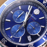 Movado Series 800 Chronograph Blue Dial Silver Steel Strap Watch For Men - 2600141 Authentic Buy Shop Now