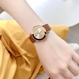 Movado Bold Gold Dial Brown Leather Strap Watch for Women - 3600437 Authentic Buy Shop Now