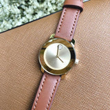 Movado Bold Gold Dial Brown Leather Strap Watch for Women - 3600437 Authentic Buy Shop Now