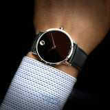 Movado Museum Classic Black Dial Black Leather Strap Watch for Men - 0607194 Authentic Buy Shop Now