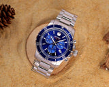 Movado Series 800 Chronograph Blue Dial Silver Steel Strap Watch For Men - 2600141 Authentic Buy Shop Now