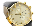 Emporio Armani Gianni Beige Dial Grey Leather Strap Watch For Men - AR0386 Authentic Buy Shop Now