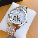 Bulova BVA Skeleton Silver Dial Two Tone Steel Strap Watch for Men - 98A230 Authentic Buy Shop Now