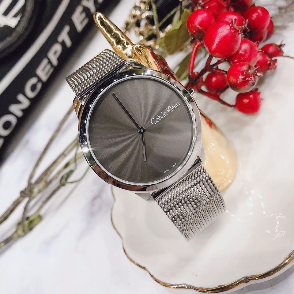 Calvin Klein Minimal Grey Dial Silver Mesh Bracelet Watch for Men - K3M211Y3 Authentic Buy Shop Now