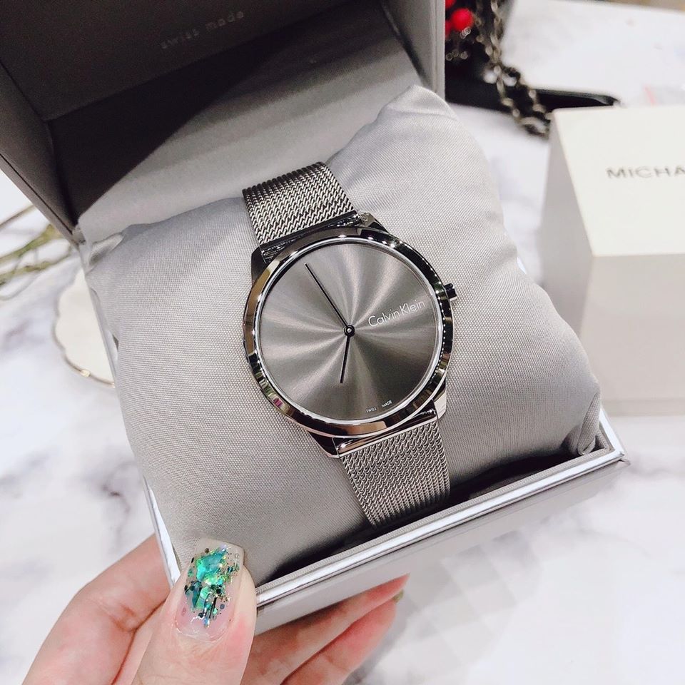 Calvin Klein Minimal Grey Dial Silver Mesh Bracelet Watch for Men - K3M211Y3 Authentic Buy Shop Now